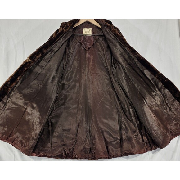 Vintage E.A. Beaudoin Furs Womens Coat Real Fur Mid Length Sheared Cuffs Brown M - Picture 4 of 15